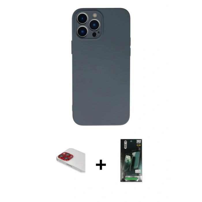 MARSİLYAN™- iPhone 13 Pro Max Kılıf Ahenk Serisi - Şeffaf 360 Full Body Arka Koruyucu + Pers Alüminyum Kamera Lens - KI