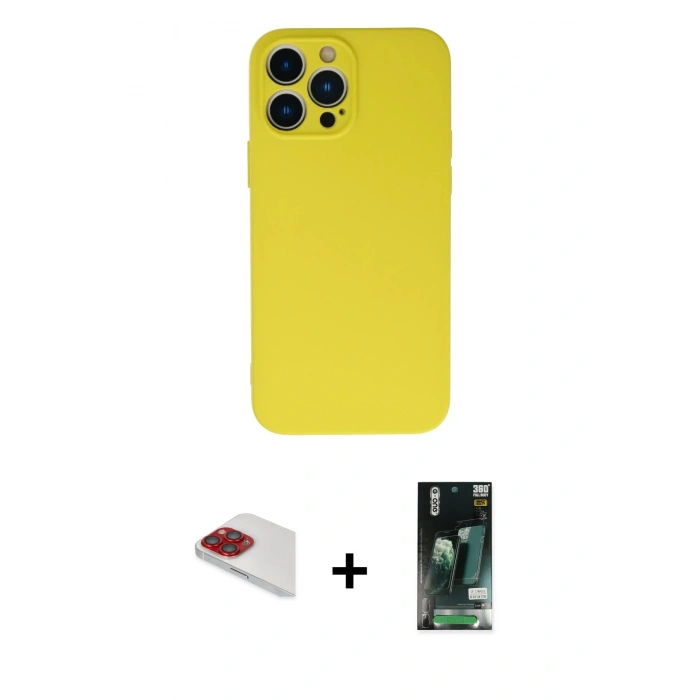MARSİLYAN™- iPhone 13 Pro Max Kılıf Ahenk Serisi - Şeffaf 360 Full Body Arka Koruyucu + Pers Alüminyum Kamera Lens - KI