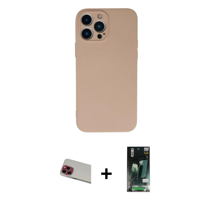 MARSİLYAN™- iPhone 13 Pro Max Kılıf Ahenk Serisi - Şeffaf 360 Full Body Arka Koruyucu + Rainbow Kamera Lens Koruma Cam - KI