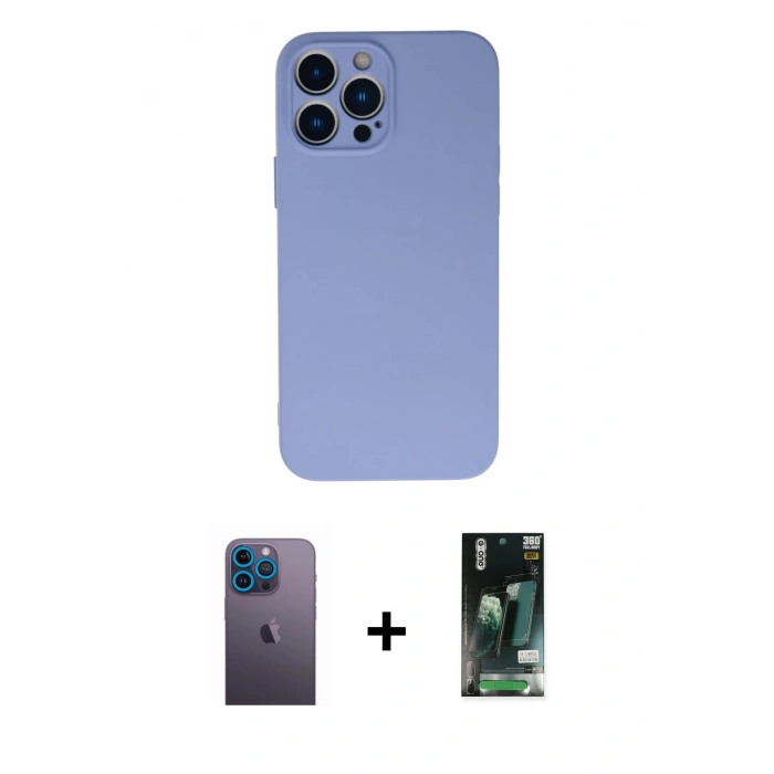 MARSİLYAN™- iPhone 13 Pro Max Kılıf Ahenk Serisi - Şeffaf 360 Full Body Arka Koruyucu + Neon Fosforlu Kamera Lens - MI