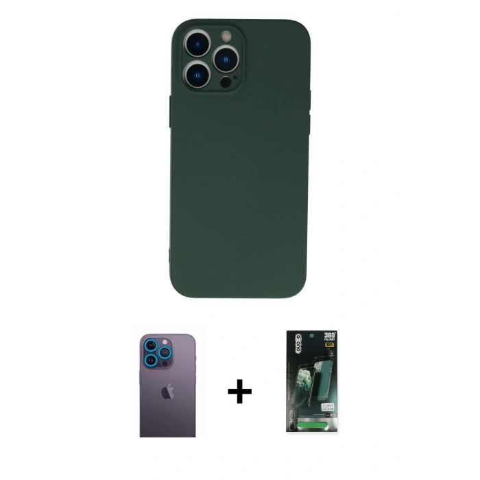 MARSİLYAN™- iPhone 13 Pro Max Kılıf Ahenk Serisi - Şeffaf 360 Full Body Arka Koruyucu + Neon Fosforlu Kamera Lens - MI