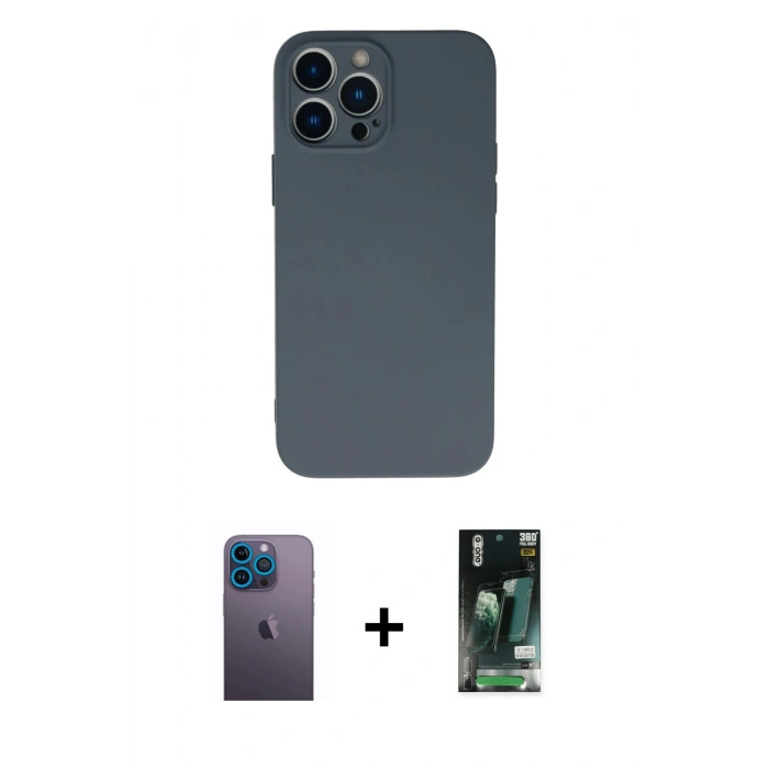 MARSİLYAN™- iPhone 13 Pro Max Kılıf Ahenk Serisi - Şeffaf 360 Full Body Arka Koruyucu + Neon Fosforlu Kamera Lens - MI