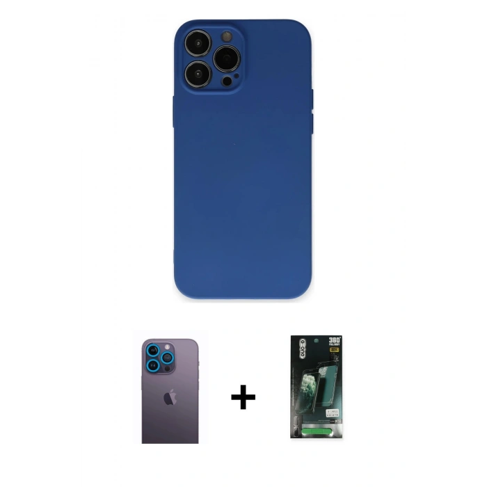 MARSİLYAN™- iPhone 13 Pro Max Kılıf Ahenk Serisi - Şeffaf 360 Full Body Arka Koruyucu + Neon Fosforlu Kamera Lens - MI