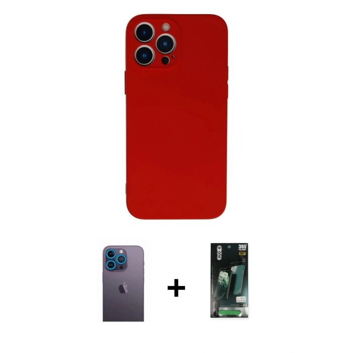MARSİLYAN™- iPhone 13 Pro Max Kılıf Ahenk Serisi - Şeffaf 360 Full Body Arka Koruyucu + Neon Fosforlu Kamera Lens - MI