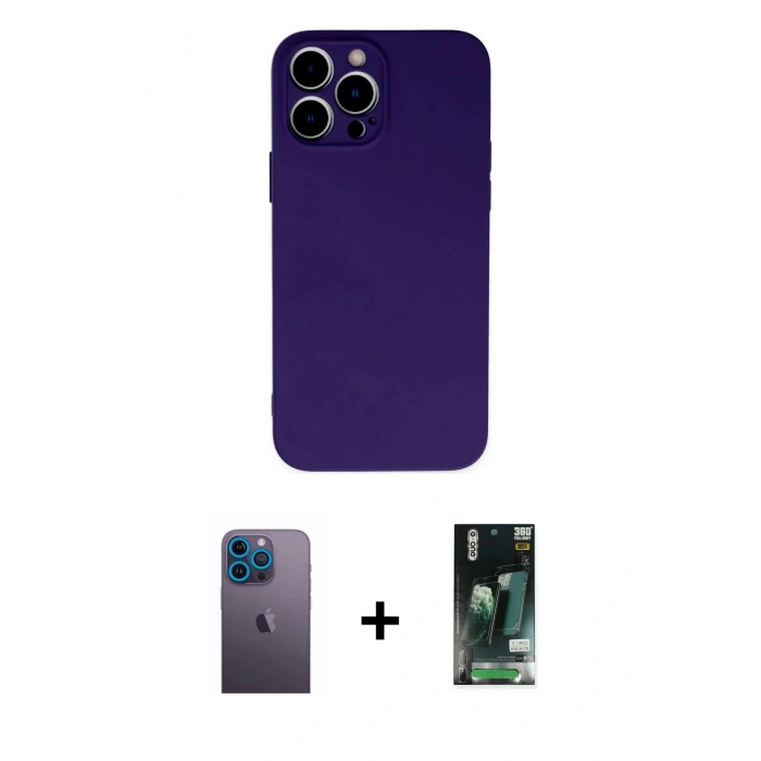 MARSİLYAN™- iPhone 13 Pro Max Kılıf Ahenk Serisi - Şeffaf 360 Full Body Arka Koruyucu + Neon Fosforlu Kamera Lens - MI