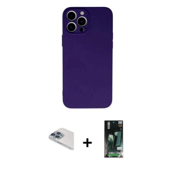 MARSİLYAN™- iPhone 13 Pro Max Kılıf Ahenk Serisi - Şeffaf 360 Full Body Arka Koruyucu + Pers Alüminyum Kamera Lens - SABE