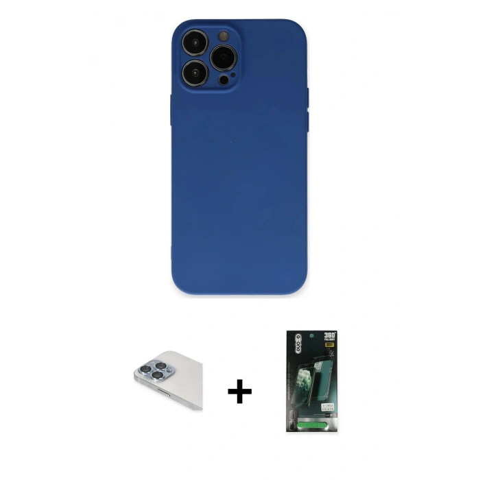 MARSİLYAN™- iPhone 13 Pro Max Kılıf Ahenk Serisi - Şeffaf 360 Full Body Arka Koruyucu + Pers Alüminyum Kamera Lens - SABE
