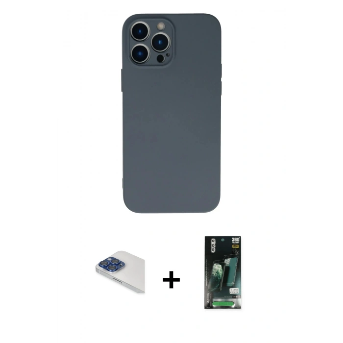 MARSİLYAN™- iPhone 13 Pro Max Kılıf Ahenk Serisi - Şeffaf 360 Full Body Arka Koruyucu + Pers Alüminyum Kamera Lens - LT