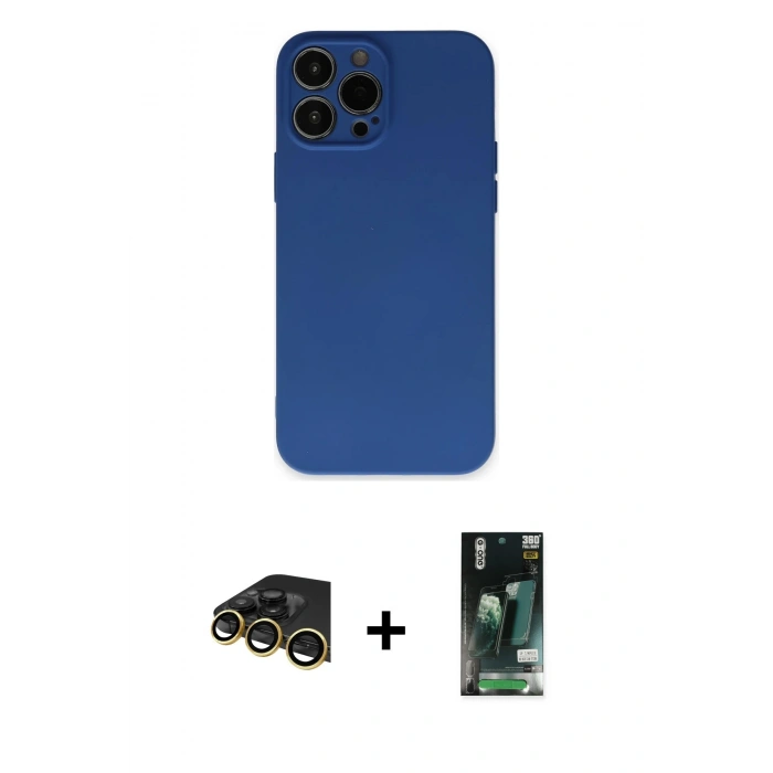 MARSİLYAN™- iPhone 13 Pro Max Kılıf Ahenk Serisi - Şeffaf 360 Full Body Arka Koruyucu + Raze Metal Kamera Lens - GD