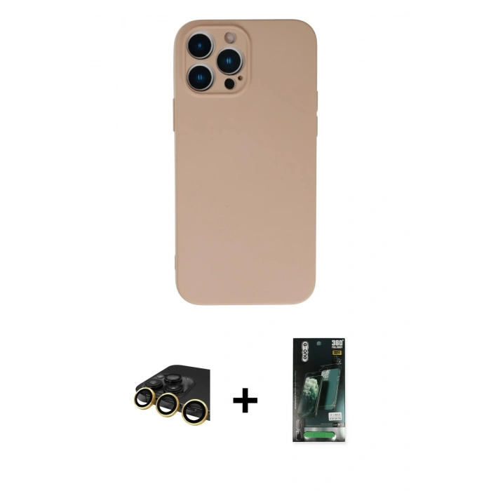MARSİLYAN™- iPhone 13 Pro Max Kılıf Ahenk Serisi - Şeffaf 360 Full Body Arka Koruyucu + Raze Metal Kamera Lens - GD