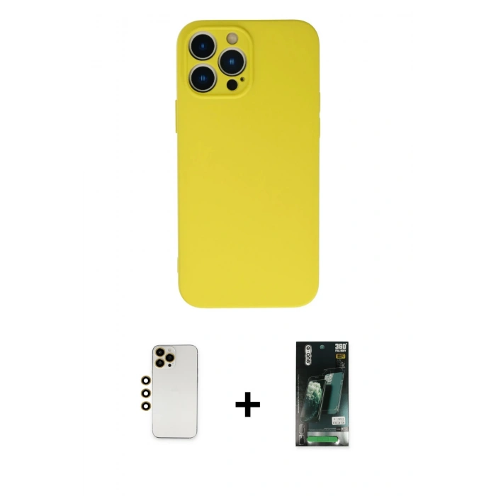 MARSİLYAN™- iPhone 13 Pro Max Kılıf Ahenk Serisi - Şeffaf 360 Full Body Arka Koruyucu + Shine Kamera Lens - GD