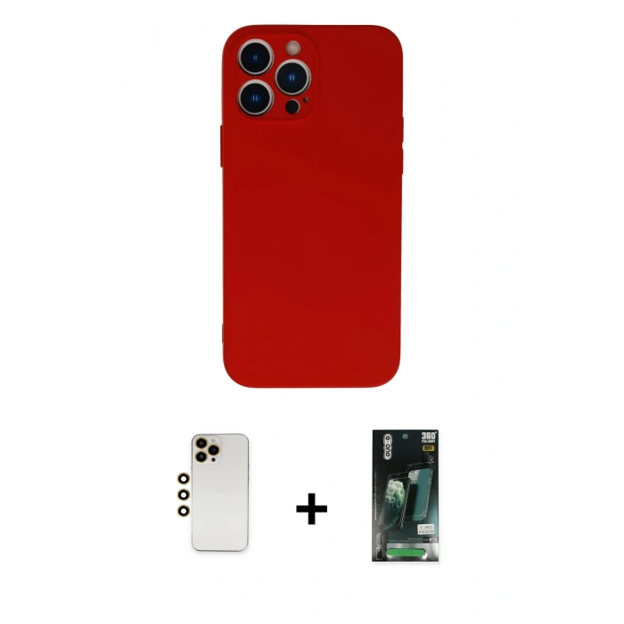 MARSİLYAN™- iPhone 13 Pro Max Kılıf Ahenk Serisi - Şeffaf 360 Full Body Arka Koruyucu + Shine Kamera Lens - GD
