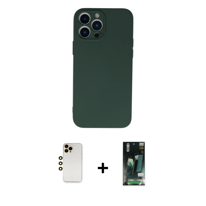 MARSİLYAN™- iPhone 13 Pro Max Kılıf Ahenk Serisi - Şeffaf 360 Full Body Arka Koruyucu + Shine Kamera Lens - GD