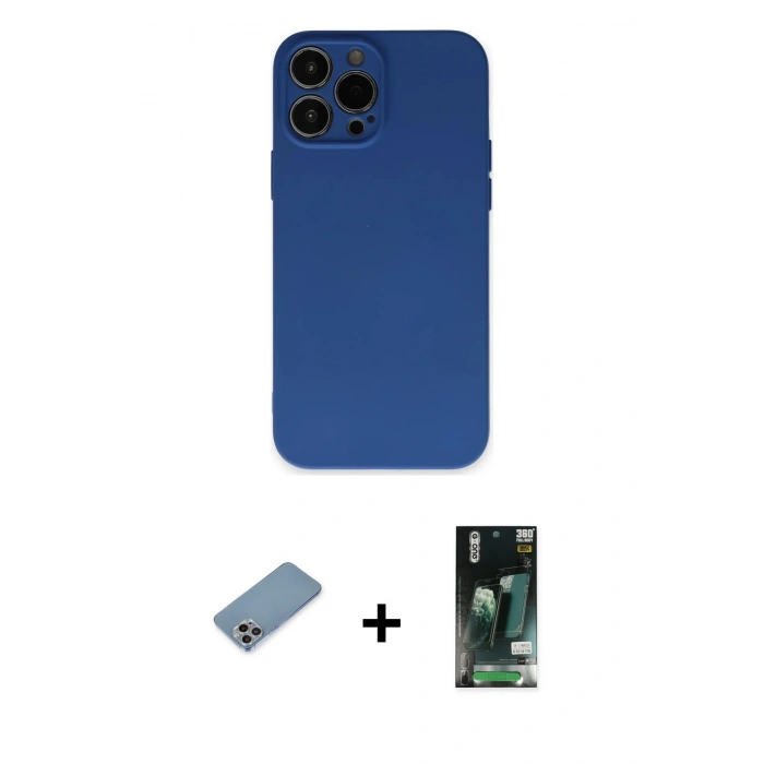 MARSİLYAN™- iPhone 13 Pro Max Kılıf Ahenk Serisi - Şeffaf 360 Full Body Arka Koruyucu + Shine Kamera Lens Koruma Cam - GI