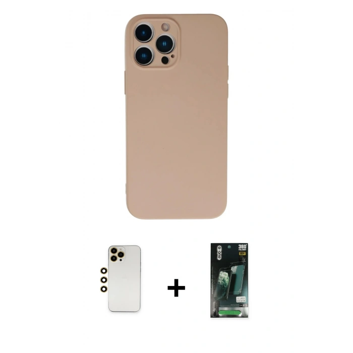 MARSİLYAN™- iPhone 13 Pro Max Kılıf Ahenk Serisi - Şeffaf 360 Full Body Arka Koruyucu + Shine Kamera Lens - GD