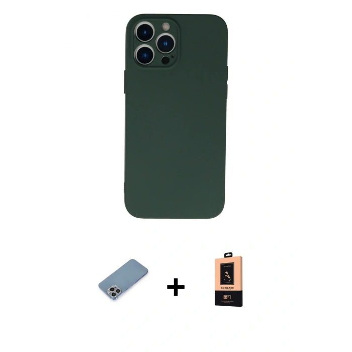 MARSİLYAN™- iPhone 13 Pro Max Kılıf Ahenk Serisi - Şeffaf Maxco Cam Ekran Koruyucu + Shine Kamera Lens Koruma Cam - GI