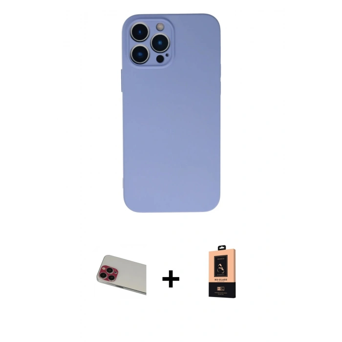 MARSİLYAN™- iPhone 13 Pro Max Kılıf Ahenk Serisi - Şeffaf Maxco Cam Ekran Koruyucu + Rainbow Kamera Lens Koruma Cam - KI