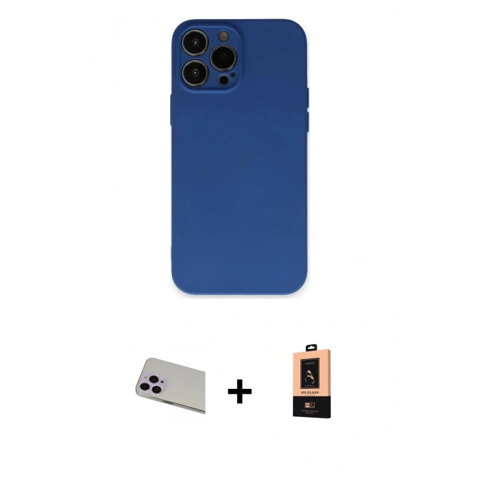 MARSİLYAN™- iPhone 13 Pro Max Kılıf Ahenk Serisi - Şeffaf Maxco Cam Ekran Koruyucu + Rainbow Kamera Lens Koruma Cam - MR