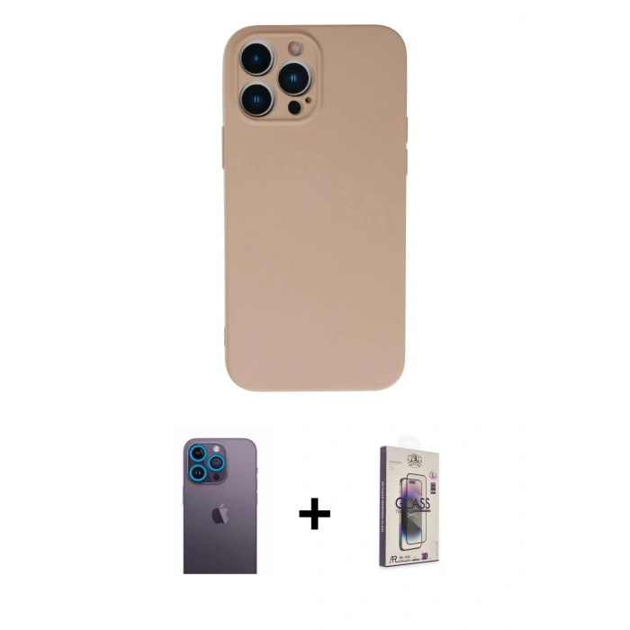 MARSİLYAN™- iPhone 13 Pro Max Kılıf Ahenk Serisi - Siyah Bilvis 3D Cam Ekran Koruyucu + Neon Fosforlu Kamera Lens - MI