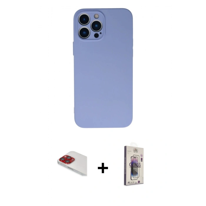 MARSİLYAN™- iPhone 13 Pro Max Kılıf Ahenk Serisi - Siyah Bilvis 3D Cam Ekran Koruyucu + Pers Alüminyum Kamera Lens - KI