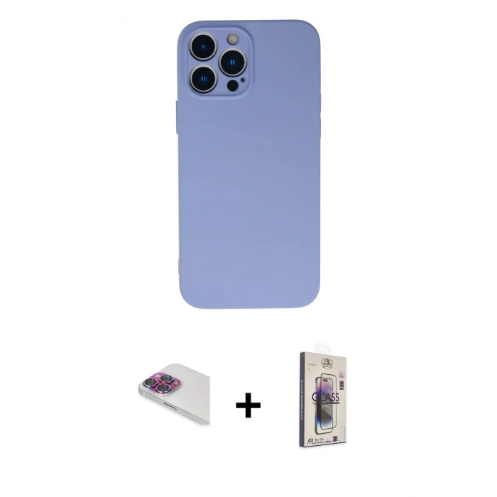 MARSİLYAN™- iPhone 13 Pro Max Kılıf Ahenk Serisi - Siyah Bilvis 3D Cam Ekran Koruyucu + Pers Alüminyum Kamera Lens - GI