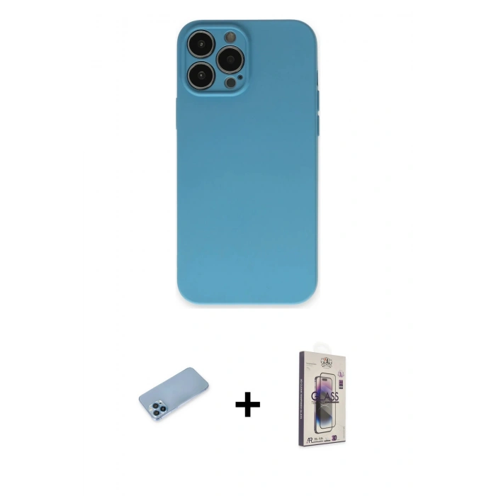 MARSİLYAN™- iPhone 13 Pro Max Kılıf Ahenk Serisi - Siyah Bilvis 3D Cam Ekran Koruyucu + Shine Kamera Lens Koruma Cam - MI