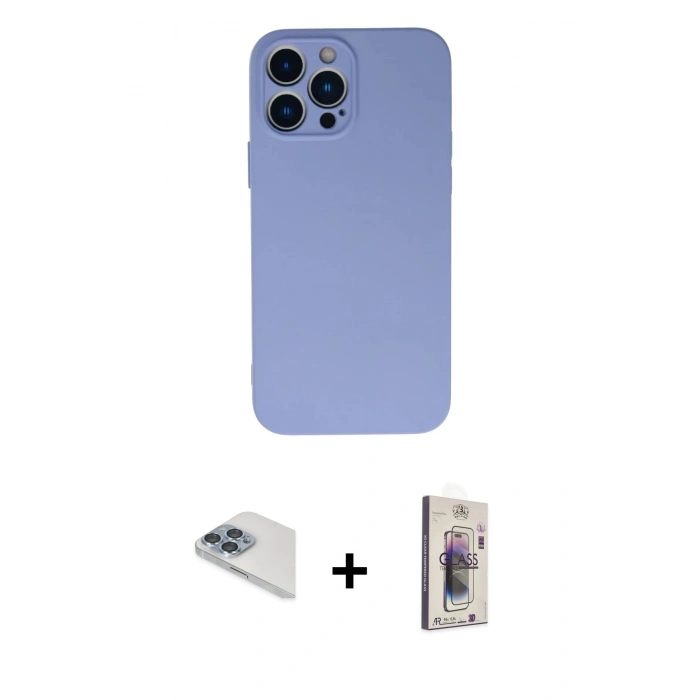 MARSİLYAN™- iPhone 13 Pro Max Kılıf Ahenk Serisi - Siyah Bilvis 3D Cam Ekran Koruyucu + Pers Alüminyum Kamera Lens - SABE