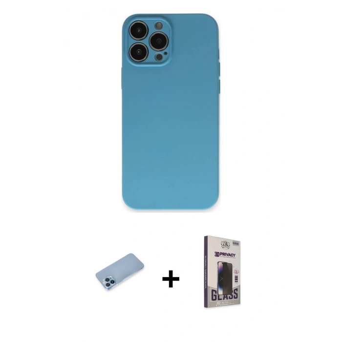 MARSİLYAN™- iPhone 13 Pro Max Kılıf Ahenk Serisi - Siyah Bilvis Hayalet Cam Ekran Koruyucu + Shine Kamera Lens Koruma Cam - MI
