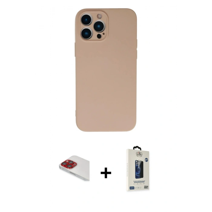 MARSİLYAN™- iPhone 13 Pro Max Kılıf Ahenk Serisi - Siyah Bilvis Hayalet Cam Ekran Koruyucu + Pers Alüminyum Kamera Lens - KI