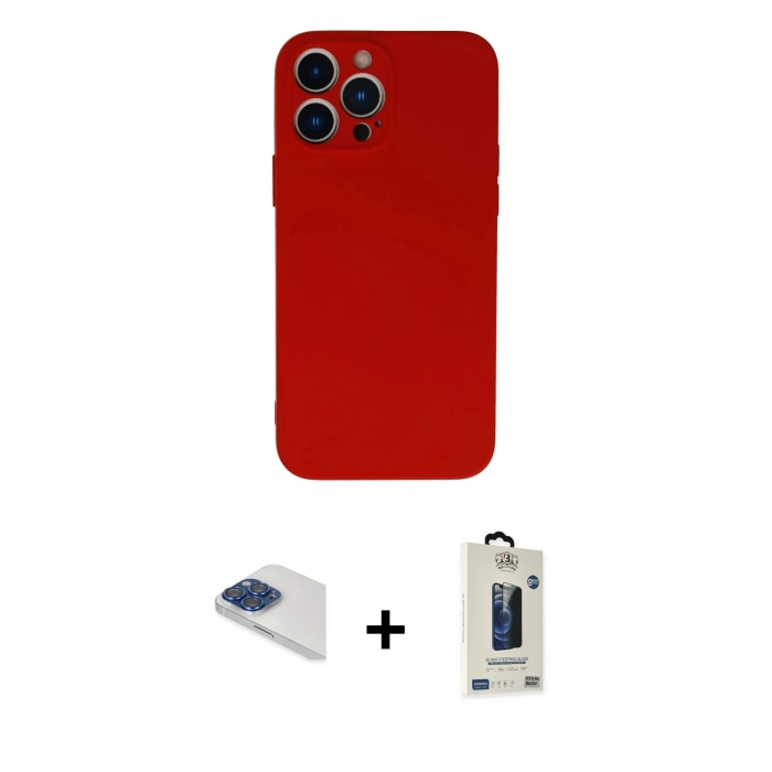MARSİLYAN™- iPhone 13 Pro Max Kılıf Ahenk Serisi - Siyah Bilvis Hayalet Cam Ekran Koruyucu + Pers Alüminyum Kamera Lens - LT