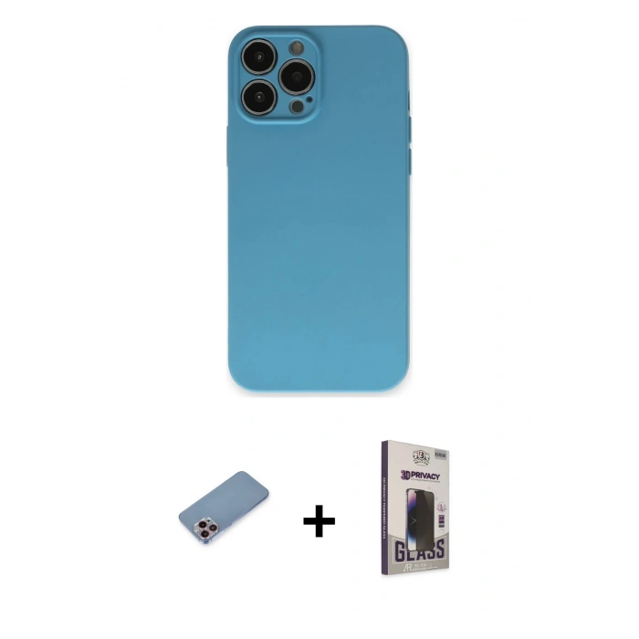 MARSİLYAN™- iPhone 13 Pro Max Kılıf Ahenk Serisi - Siyah Bilvis Hayalet Cam Ekran Koruyucu + Shine Kamera Lens Koruma Cam - PE
