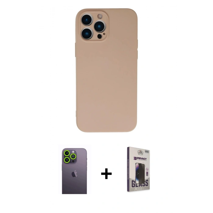 MARSİLYAN™- iPhone 13 Pro Max Kılıf Ahenk Serisi - Siyah Bilvis Hayalet Cam Ekran Koruyucu + Neon Fosforlu Kamera Lens - YL