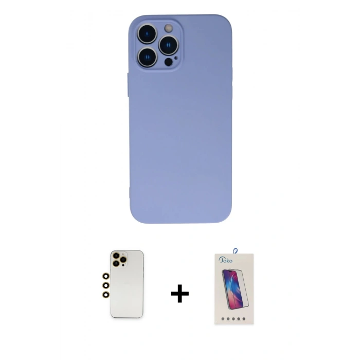 MARSİLYAN™- iPhone 13 Pro Max Kılıf Ahenk Serisi - Siyah Joko 5D Cam + Shine Kamera Lens - GD