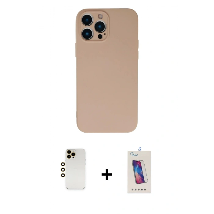 MARSİLYAN™- iPhone 13 Pro Max Kılıf Ahenk Serisi - Siyah Joko 5D Cam + Shine Kamera Lens - GD