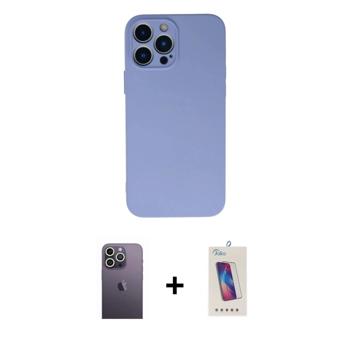 MARSİLYAN™- iPhone 13 Pro Max Kılıf Ahenk Serisi - Siyah Joko 5D Cam + Neon Fosforlu Kamera Lens - BZ