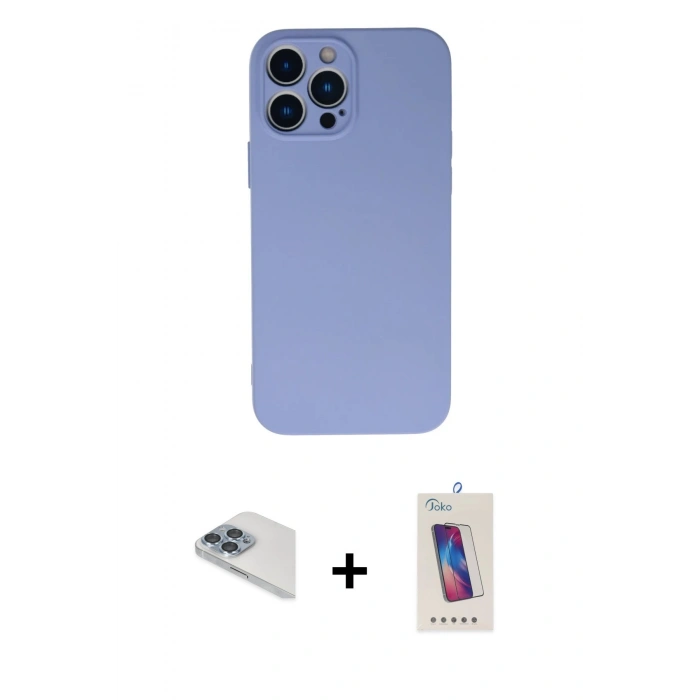 MARSİLYAN™- iPhone 13 Pro Max Kılıf Ahenk Serisi - Siyah Joko 5D Cam + Pers Alüminyum Kamera Lens - SABE