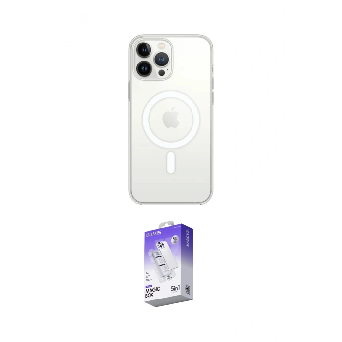 MARSİLYAN™- iPhone 13 Pro Max Kılıf Ahenk Yansıma Prime - Siyah Bilvis 5in1 3D Magic Cam Ekran Koruyucu