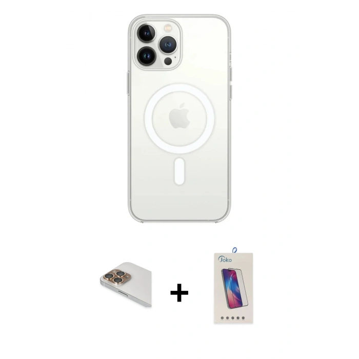 MARSİLYAN™- iPhone 13 Pro Max Kılıf Ahenk Yansıma Prime - Siyah Joko 5D Cam + Pers Alüminyum Kamera Lens - GD