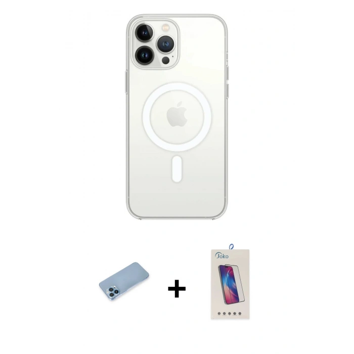 MARSİLYAN™- iPhone 13 Pro Max Kılıf Ahenk Yansıma Prime - Siyah Joko 5D Cam + Shine Kamera Lens Koruma Cam - MI