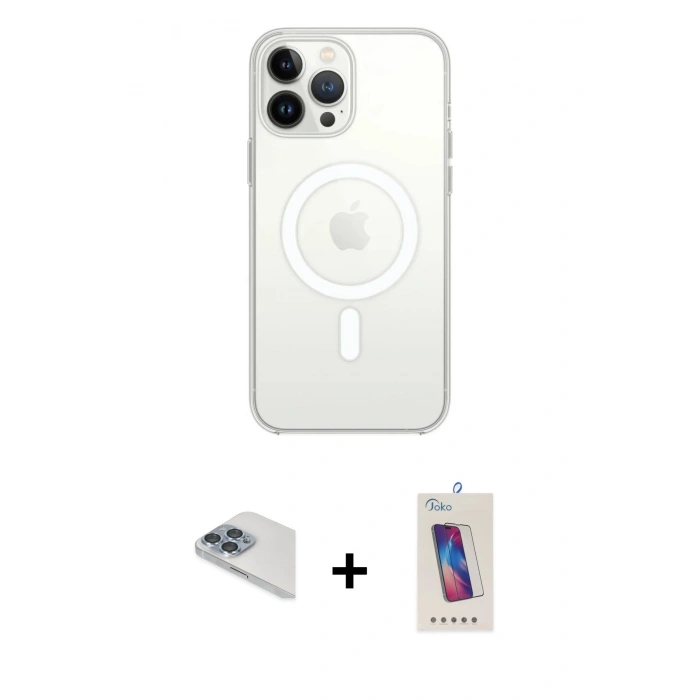 MARSİLYAN™- iPhone 13 Pro Max Kılıf Ahenk Yansıma Prime - Siyah Joko 5D Cam + Pers Alüminyum Kamera Lens - SABE