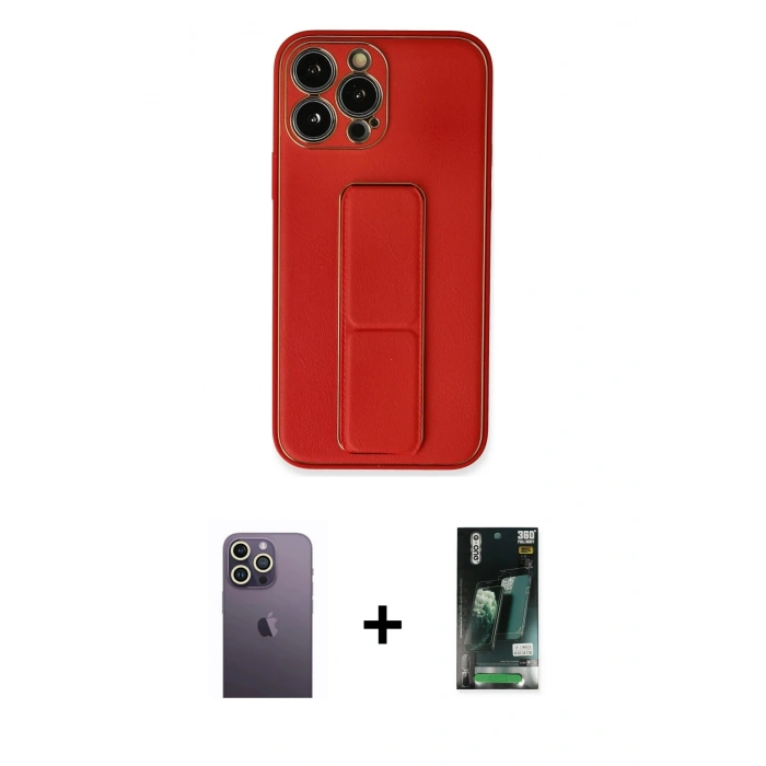 MARSİLYAN™- iPhone 13 Pro Max Kılıf Akış Doku - Şeffaf 360 Full Body Arka Koruyucu + Beyaz Neon Fosforlu Kamera Lens