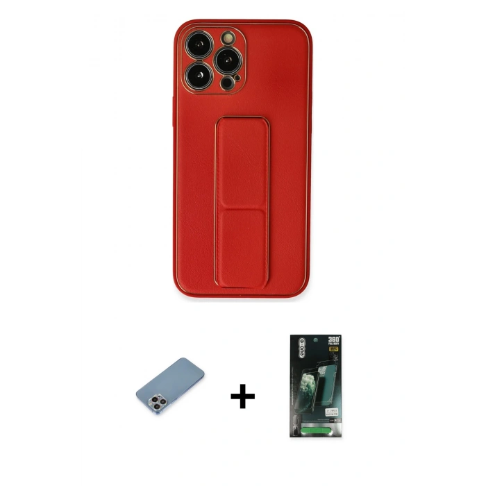 MARSİLYAN™- iPhone 13 Pro Max Kılıf Akış Doku - Şeffaf 360 Full Body Arka Koruyucu + Shine Kamera Lens Koruma Cam - GI