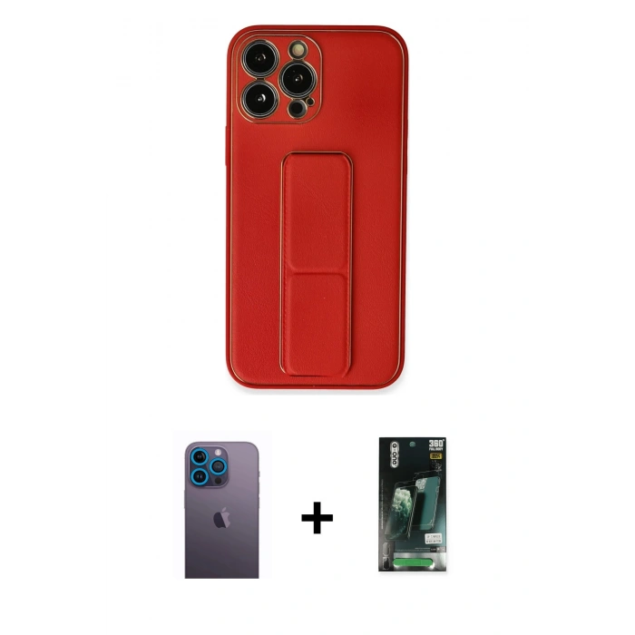 MARSİLYAN™- iPhone 13 Pro Max Kılıf Akış Doku - Şeffaf 360 Full Body Arka Koruyucu + Mavi Neon Fosforlu Kamera Lens
