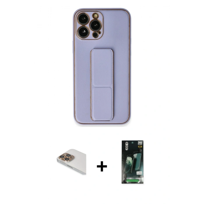 MARSİLYAN™- iPhone 13 Pro Max Kılıf Akış Doku - Şeffaf 360 Full Body Arka Koruyucu + Pers Alüminyum Kamera Lens - GD