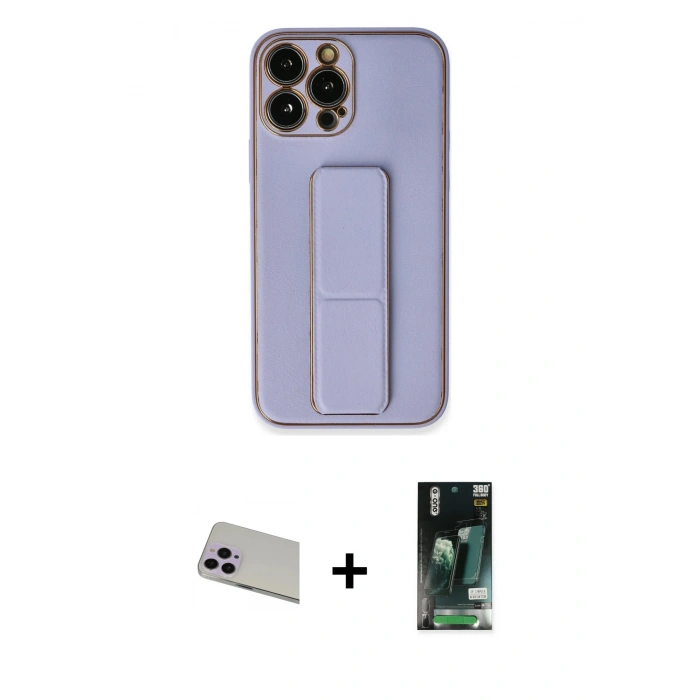 MARSİLYAN™- iPhone 13 Pro Max Kılıf Akış Doku - Şeffaf 360 Full Body Arka Koruyucu + Rainbow Kamera Lens Koruma Cam - MR