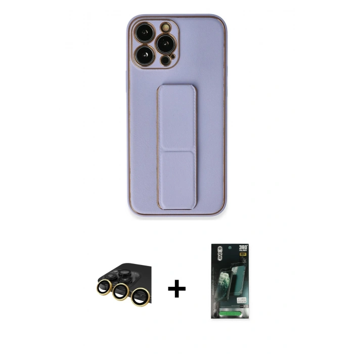 MARSİLYAN™- iPhone 13 Pro Max Kılıf Akış Doku - Şeffaf 360 Full Body Arka Koruyucu + Raze Metal Kamera Lens - GD