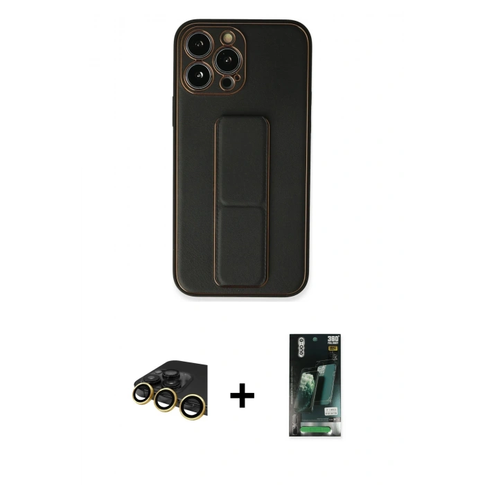 MARSİLYAN™- iPhone 13 Pro Max Kılıf Akış Doku - Şeffaf 360 Full Body Arka Koruyucu + Raze Metal Kamera Lens - GD