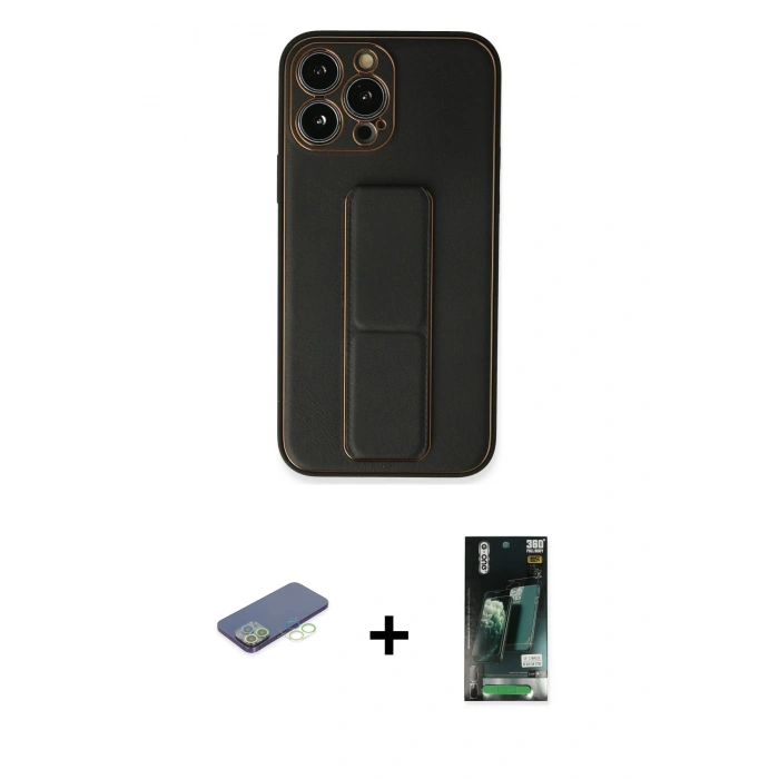 MARSİLYAN™- iPhone 13 Pro Max Kılıf Akış Doku - Şeffaf 360 Full Body Arka Koruyucu + Renkli Kamera Lens Koruma Cam - YL