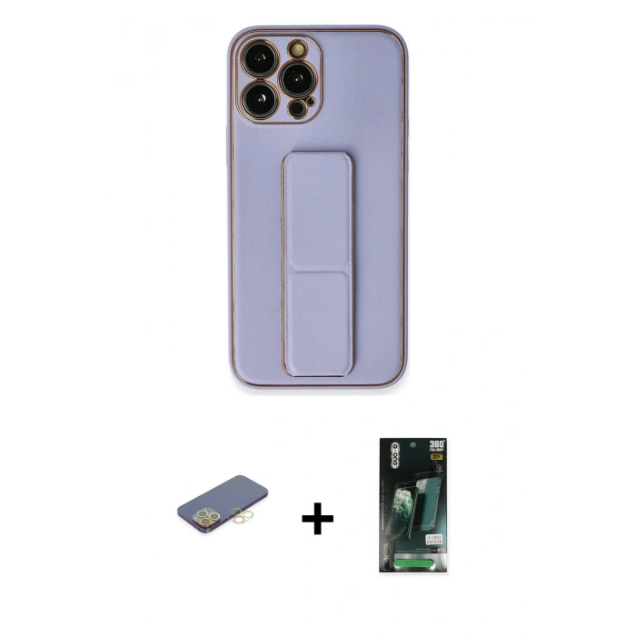 MARSİLYAN™- iPhone 13 Pro Max Kılıf Akış Doku - Şeffaf 360 Full Body Arka Koruyucu + Sarı Renkli Kamera Lens Koruma Cam
