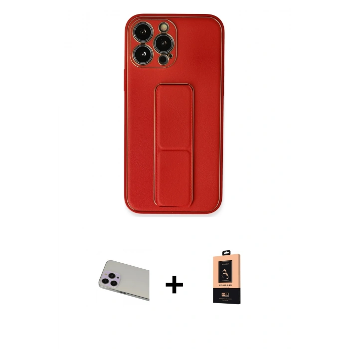 MARSİLYAN™- iPhone 13 Pro Max Kılıf Akış Doku - Şeffaf Maxco Cam Ekran Koruyucu + Mor Rainbow Kamera Lens Koruma Cam